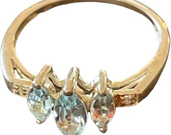 Vintage Sterling Silver Marquis Cocktail Ring