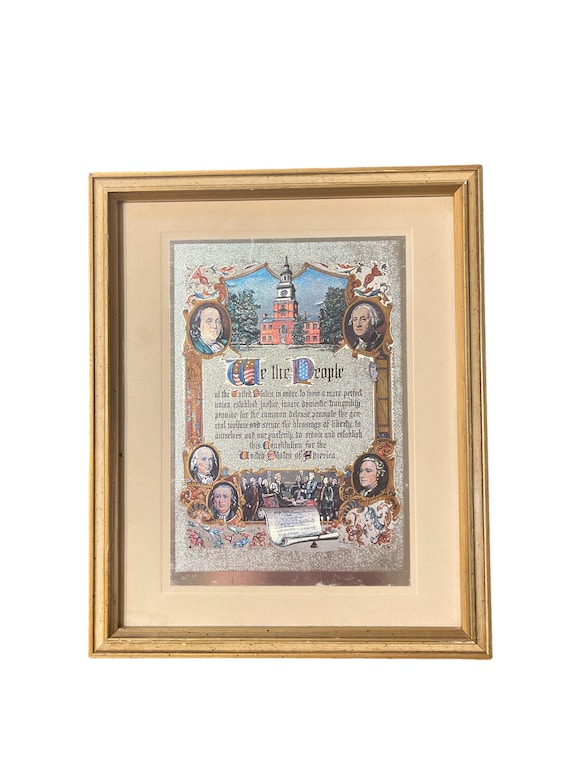 Vintage Framed Foil Etching of Preamble Etsy