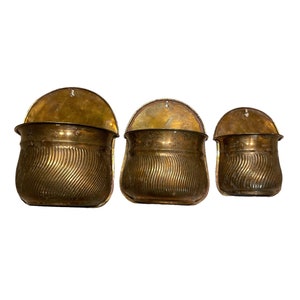 Vintage Wall Hanging Brass Pot Set