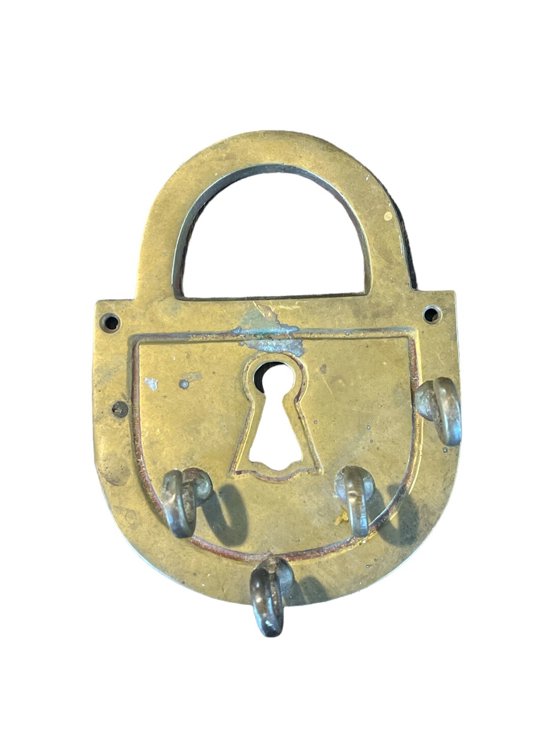 Vintage Brass Lock Shaped Key Hook Etsy