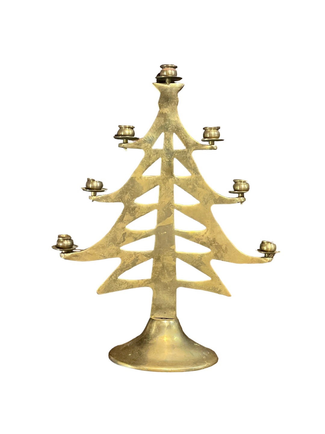 Vintage Brass Christmas Tree Candnebralla Etsy