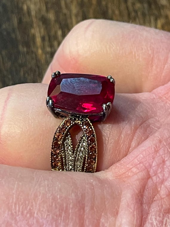 Large Synthetic Ruby Ring | 4 Carat Ruby | Sterli… - image 13