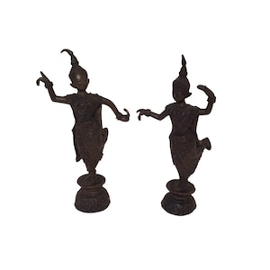 Antique Casted Bronze Hindu Temple Dancers