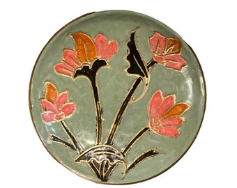Enameled Brass Floral Trinket Box