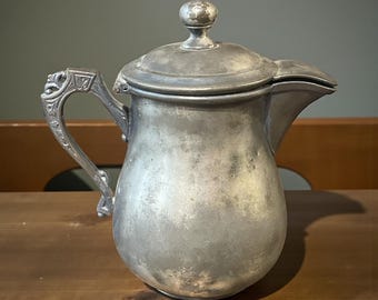 Antique Victorian Silverplate Creamer – L. Atkinson Triple Plate – Hinged Lid Hotel Ware – 1800s Silver Pitcher – Antique Kitchen Decor