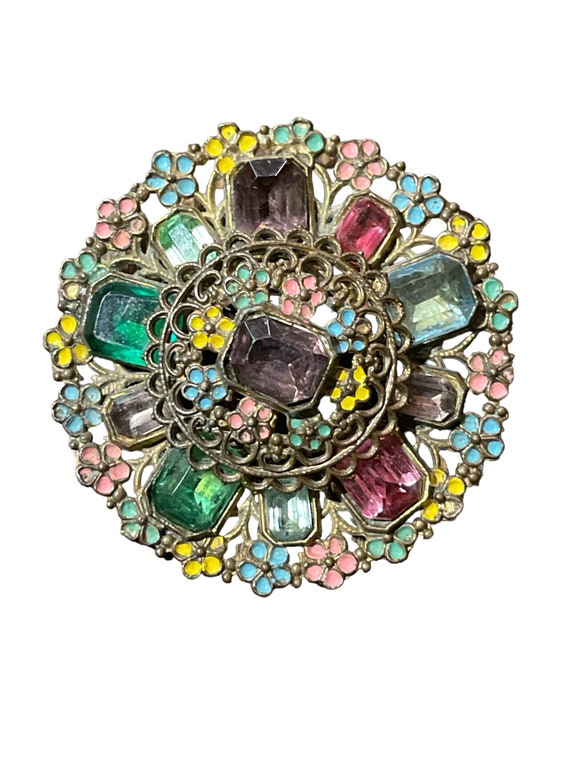 Enameled Glass Antique Brooch