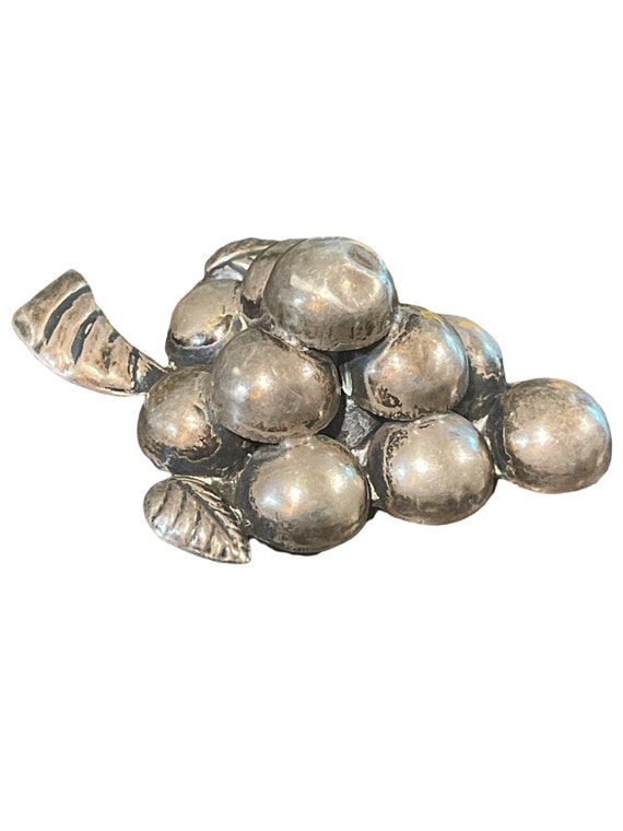 Vintage 1940s Sterling Grape Cluster Brooch - image 2