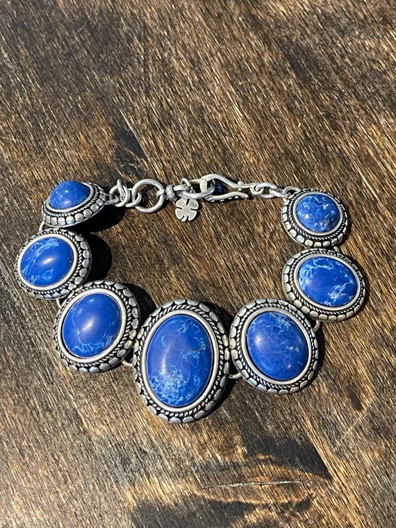 Lucky Brand Blue Stone Bracelet – Silver Tone Statement Bracelet