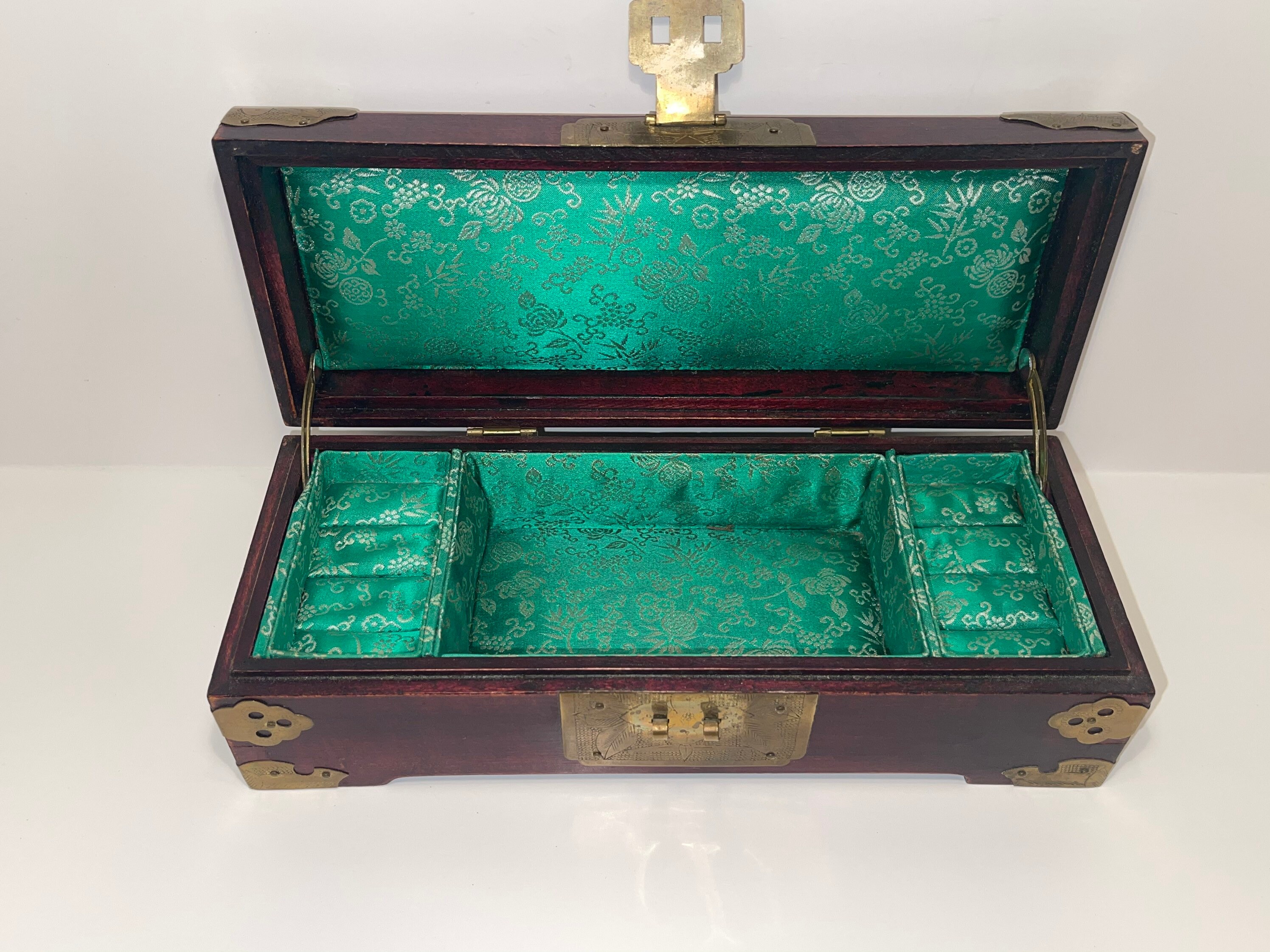 Vintage Inlaid Jade Jewelry Box Vintage Jewelry Box Wood Etsy