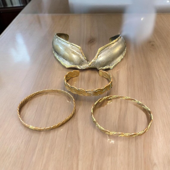 Brutalist Necklace with Copper Bracelets - image 2