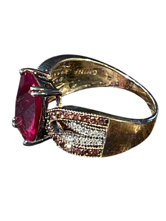 Large Synthetic Ruby Ring | 4 Carat Ruby | Sterli… - image 7