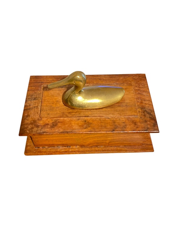 Vintage Brass Duck Trinket Box