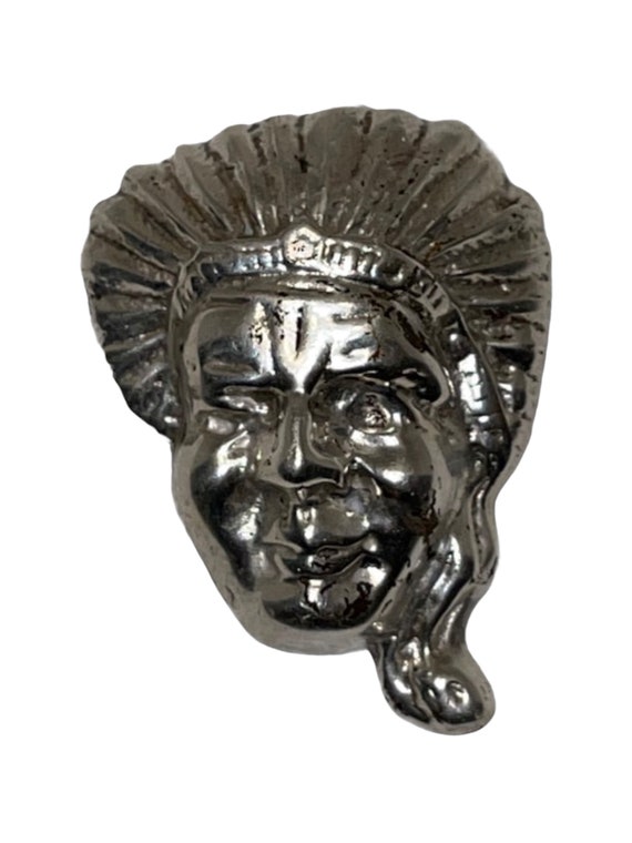 Antique Sterling Silver Indian Head Brooch