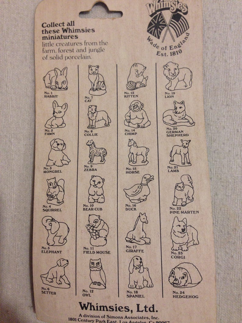 1970/'s English Wade Whimsies Solid Porcelain Figurines In Sealed Package 4 To Choose From