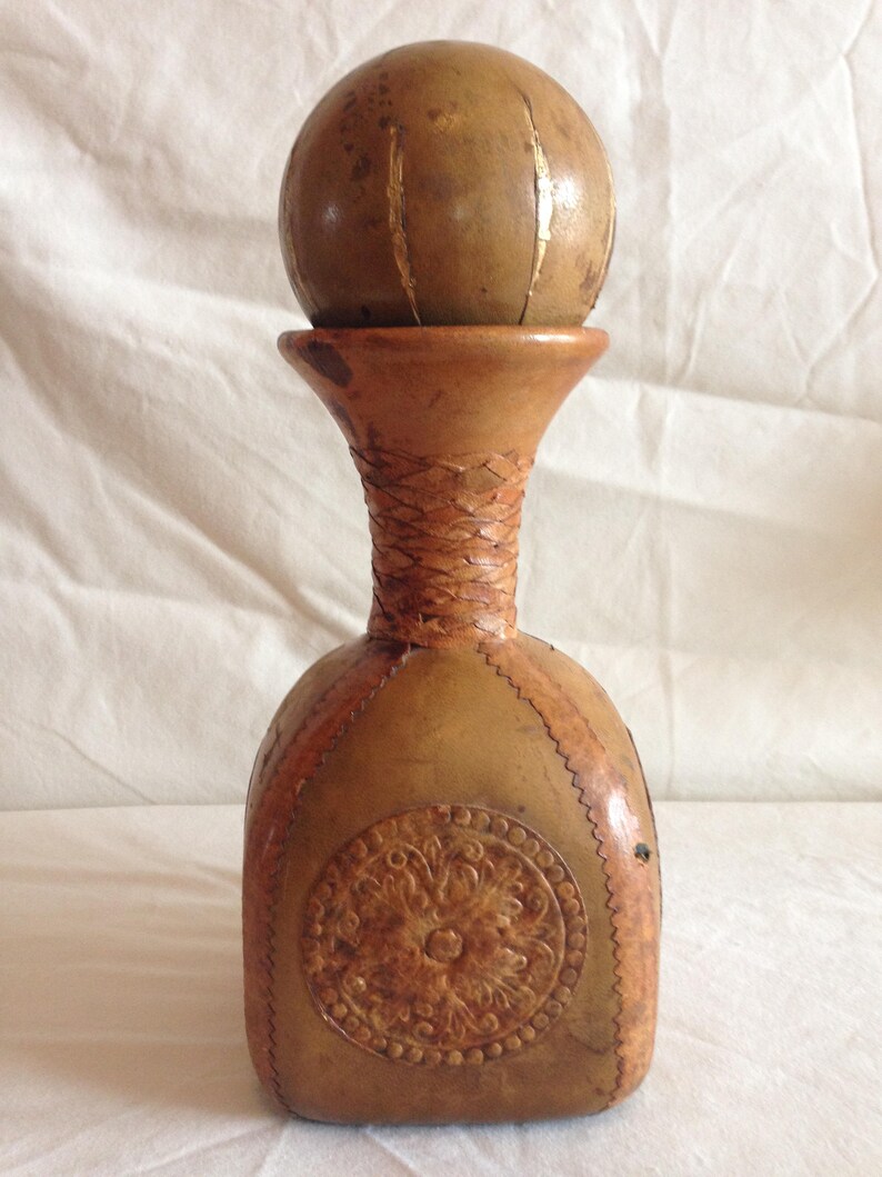 Italian Leather Wrapped Liquor/Wine DecanterVintageRare Etsy