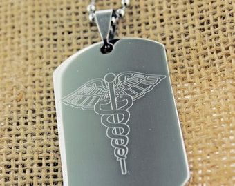 Engraved Medical Alert Dog Tag, Dementia Necklace Diabetic Necklace Autism Necklace Medical Jewelry Medical Prescription Necklace for Kids