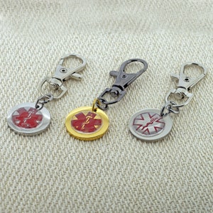 Personalized medical alert ID keychain with Any Engraving. Medical Alert Keyrings for Autism, Allergies Epilepsy. SOS Medical Alert Keychain