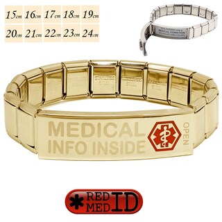 Zircobic Braccialetto Medico Di Emergenza Personalizzato Con Ciondolo Inciso - Elastico, Regolabile 20cm