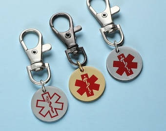 Personalized medical alert ID keychain with Any Engraving.