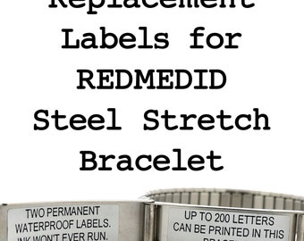 Vervangende labels voor de REDMEDID stalen stretcharmband