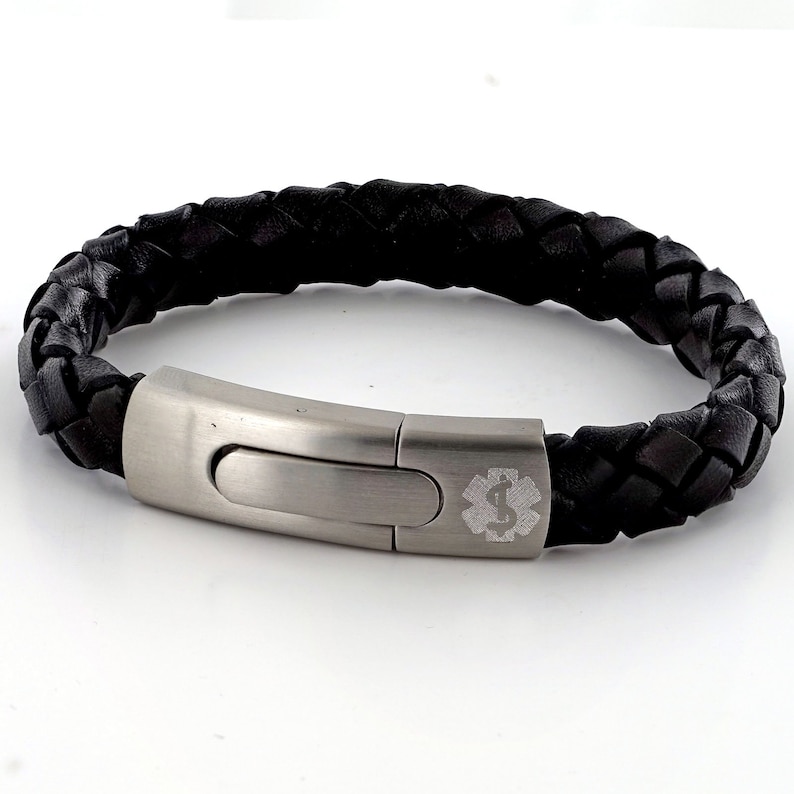 Bracelet didentification dalerte médicale élégant avec cuir Etsy France