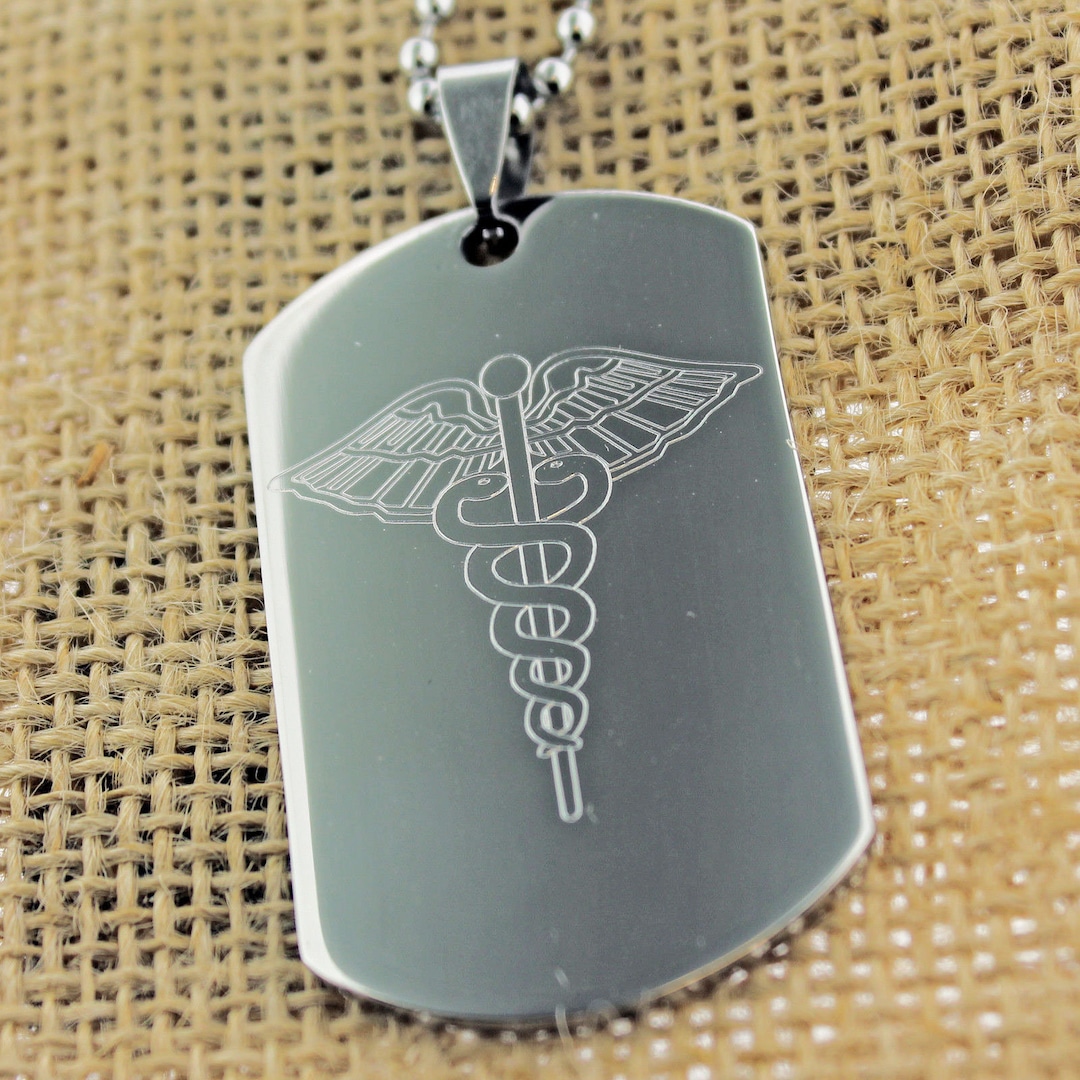 Engraved Medical Alert Steel Dog Tag and Chain - Etsy