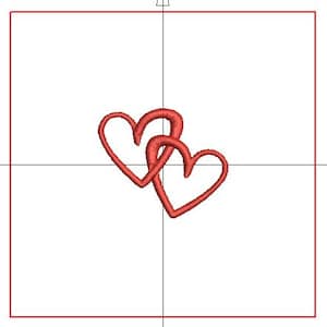 May include: Two red hearts intertwined, a symbol of love and togetherness.