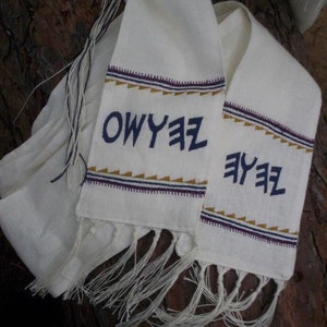 Zebulon Sash Mitre |  Linen Belt Sash Mitre with fringe | Turban Head Wrap Band Sash |Hebrew Israelite handmade mitre