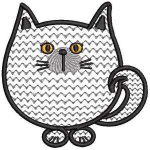 cute cat kitten cartoon | cute cat kitty tabby cat | Digital Download Embroidery File 4.5" cutecat1