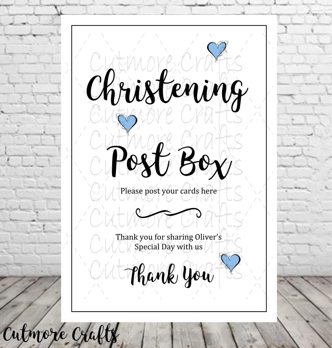 Personalised Christening Post Box A5 Sign Pretty heart Etsy
