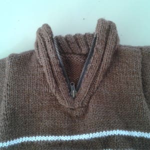 Brown/white trucker neck sweater image 3