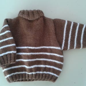 Brown/white trucker neck sweater image 2