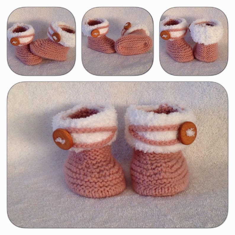 Petites bottines vieux rose et blanc taille 1/3 mois image 1