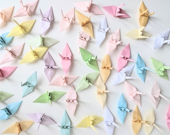 Set of origami cranes, Pastel Colors