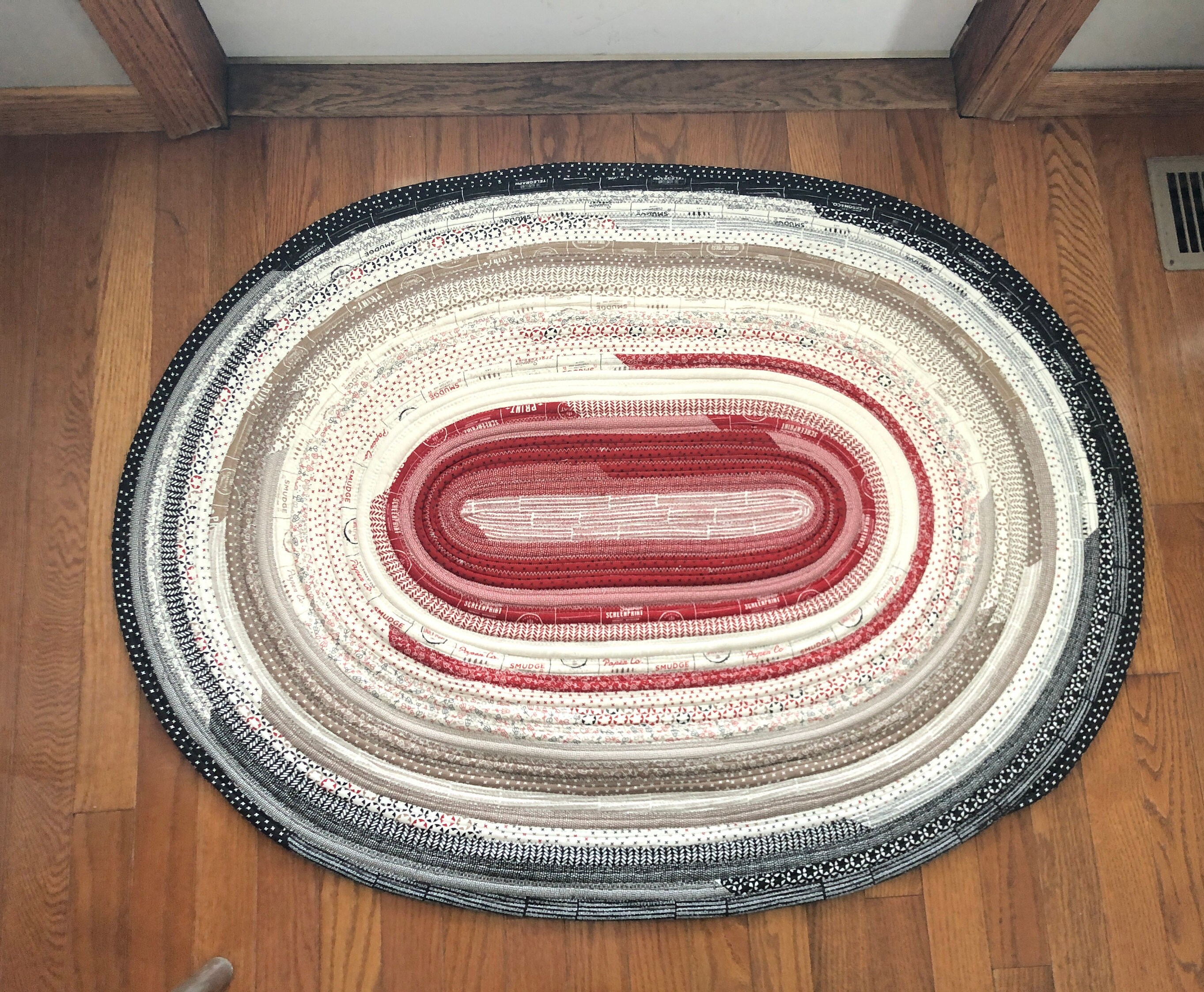 Oval Jelly Roll Rug in Shades of Red Taupe and Black Etsy