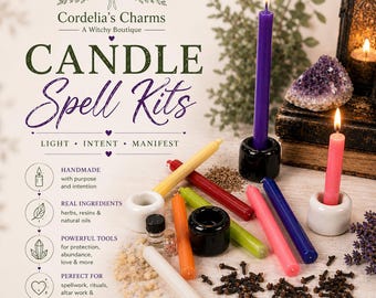 handmade candle spell kit with crystals for beginners spiritual candle ritual kit witchy candle starter kit spell kit gift for witch ideas