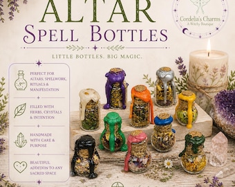 handmade altar spell bottle for witchy home decor with crystals and herbs boho altar witch bottles for altar decor for spiritual gifting
