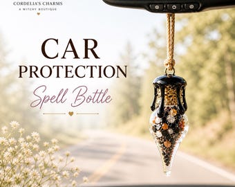 handmade mini spell bottle for car protection amulet for driver hanging charm bottle for car metaphysical spiritual gift idea for new driver