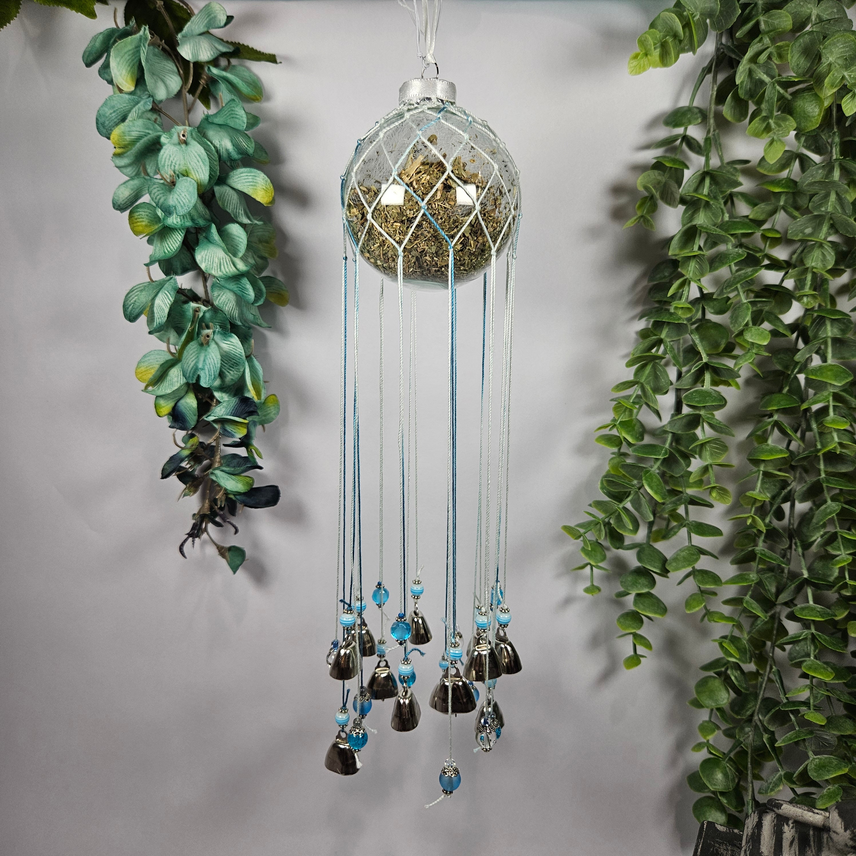 Witches Bells Protection Witchball, Pagan Housewarming gift for new home, witchy gift for best friend, Glass Witch ball, altar, for women #6