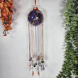 Samhain decor, witchball, witch ball glass, witch ball protection, witchy decor, pagan decor, altar decor, pagan gift, witch gift, witchy