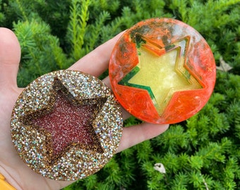 star sphere holder for crystals - loopcoop bright green orange yellow gold silver retro shape vibrant shine shiny glitter handmade jordan