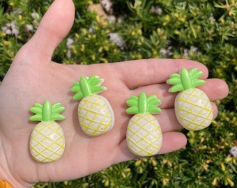 pineapple magnets- loopcoopshop loopcoop plaster fruit pastel handmade refrigerator fridge food kawaii cute yellow unique green