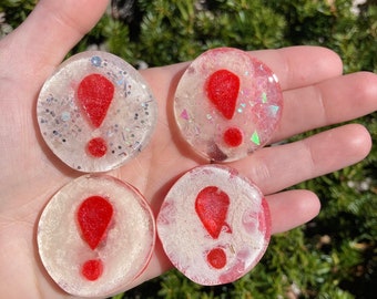 pitfall magnets- resin art loopcoopshop animal crossing white red surprise handmade unique cute outdoorsy character game island acnh
