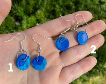 blue circle earrings - loopcoop loopcoopshop jewelry clay gift for women girl birthday present handmade E