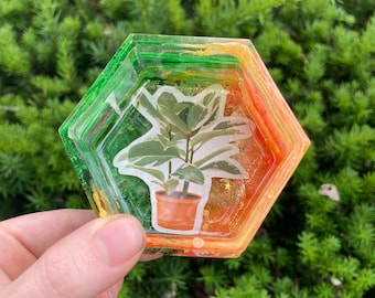 orange green plant box - loopcoop jewelry stash box gold glitter storage container retro bright gifts for women girls birthday handmade