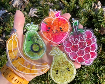 fruit keychains - loopcoopshop loopcoop resin banana pear avocado peach grape charms cute kawaii faces bright chain key bag food unique