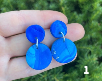 blue circle earrings - loopcoop loopcoopshop jewelry clay gift for women girl birthday present handmade D