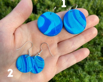 blue circle earrings - loopcoop loopcoopshop jewelry clay gift for women girl birthday present handmade F