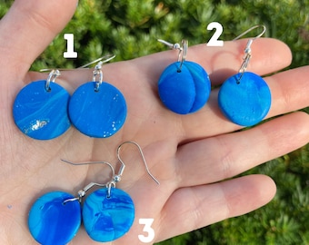 blue circle earrings - loopcoop loopcoopshop jewelry clay gift for women girl birthday present handmade G