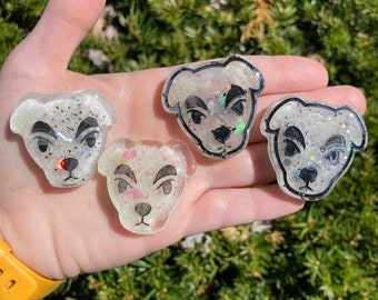 KK Slider magnets- resin art loopcoopshop animal crossing dog musician white black handmade unique cute outdoorsy character game acnh